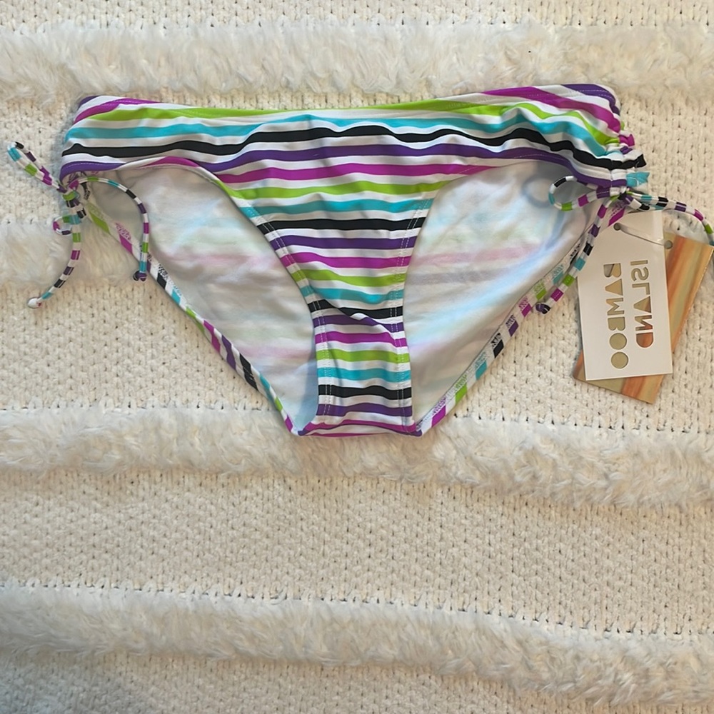 Bamboo Island ocean core swimsuit striped bottoms low Rider nwts size XS